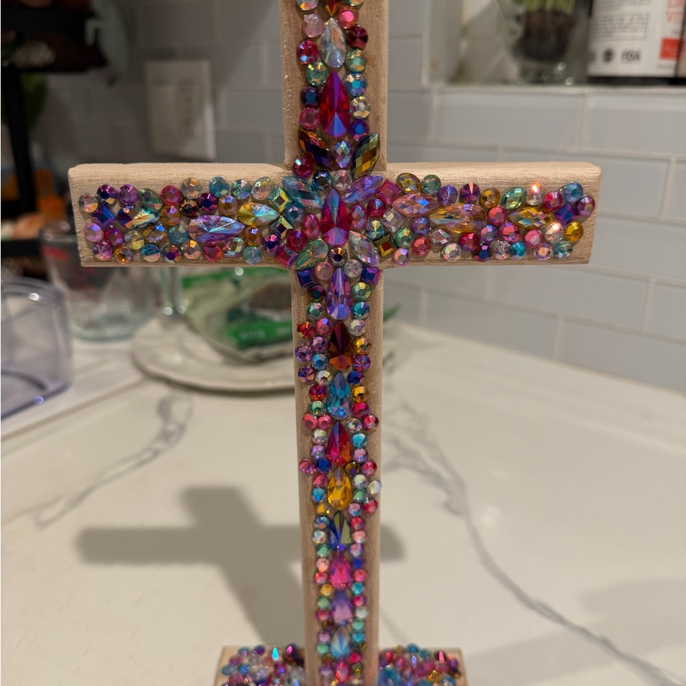 Handmade Multi Color Gem Cross - Picture 3 of 3